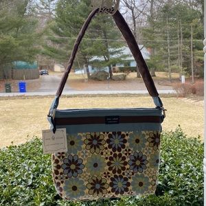 Anna William Newburyport NWT Shoulder Bag brown blue green floral corduroy